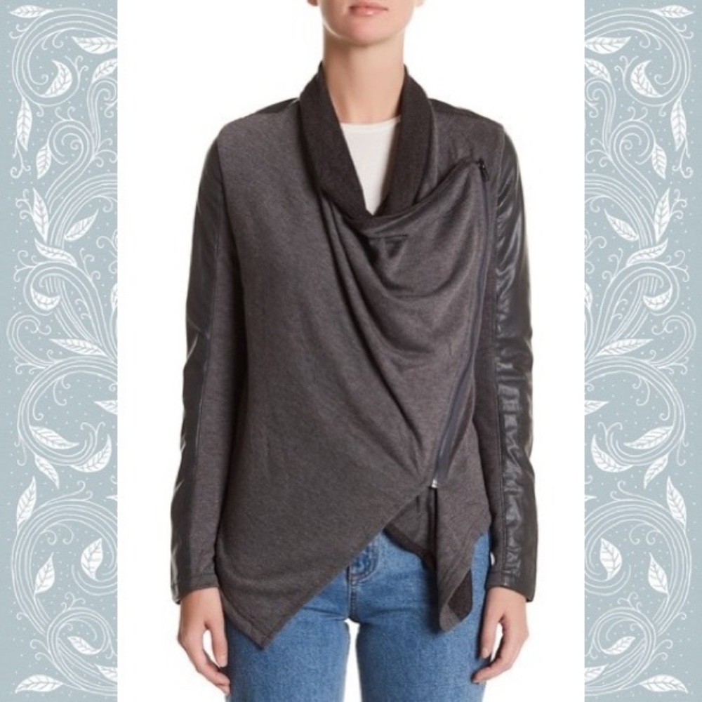 NWT Blank NYC Mixed Media Drape Front Jacket, Sz S